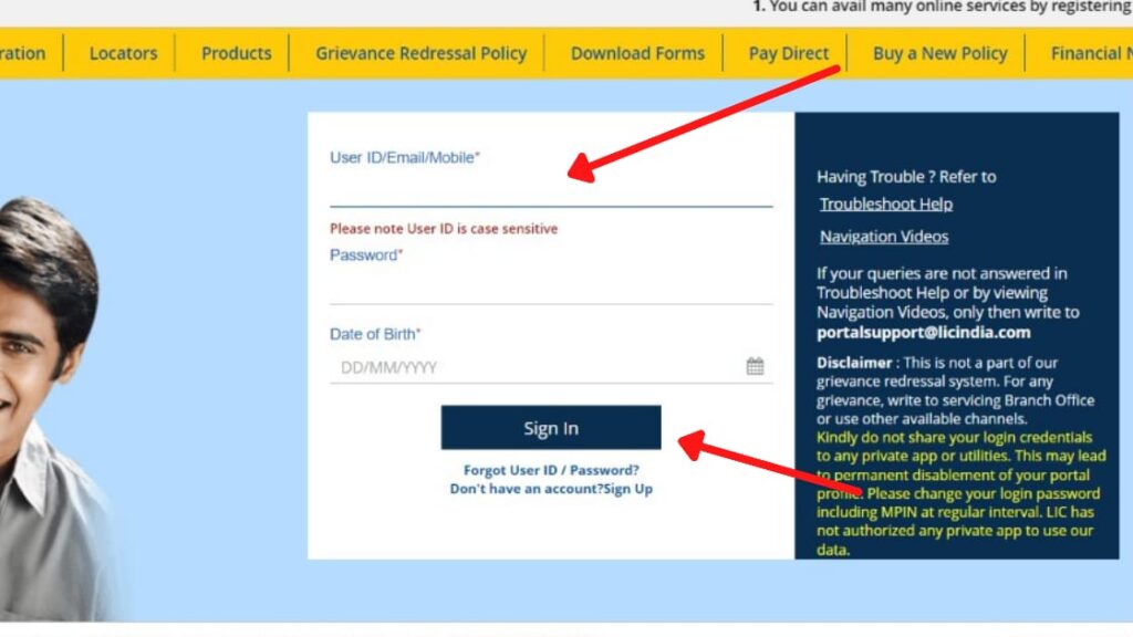 lic customer portal login