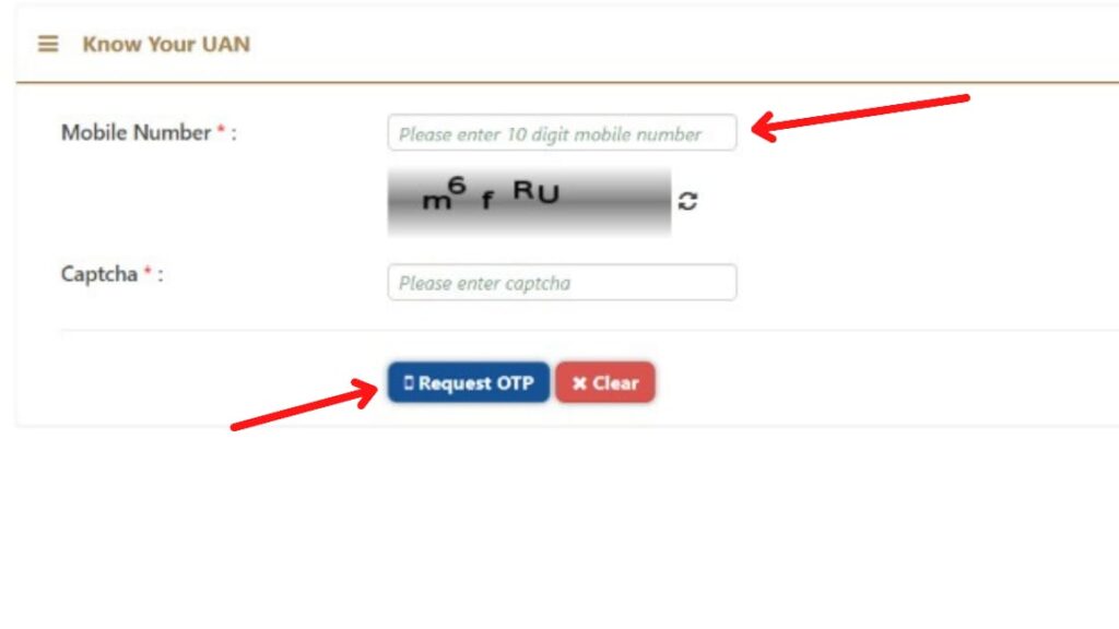 Know your UAN page in EPF portal