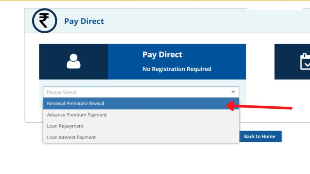 Pay Direct Premium Payment option