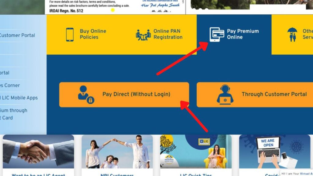 Pay Direct option on LIC India