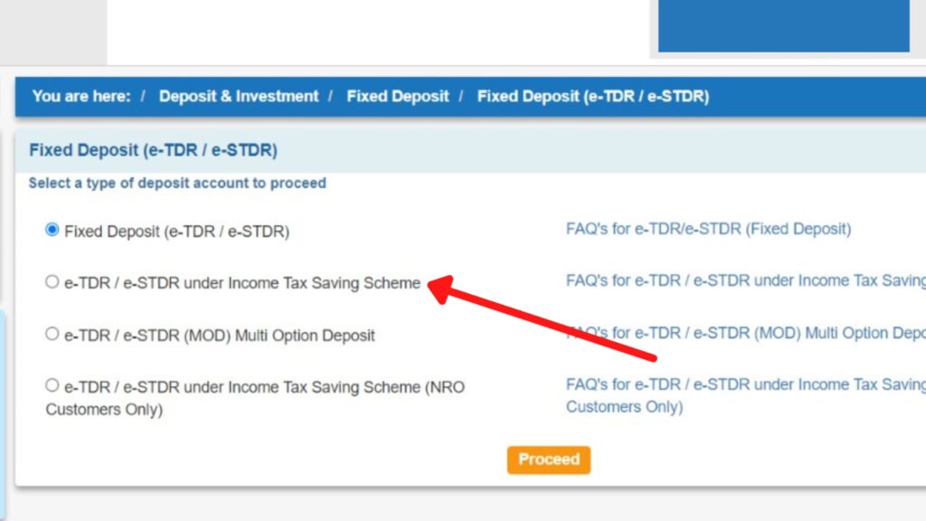 e TDR e STDR under Tax Saving Scheme option