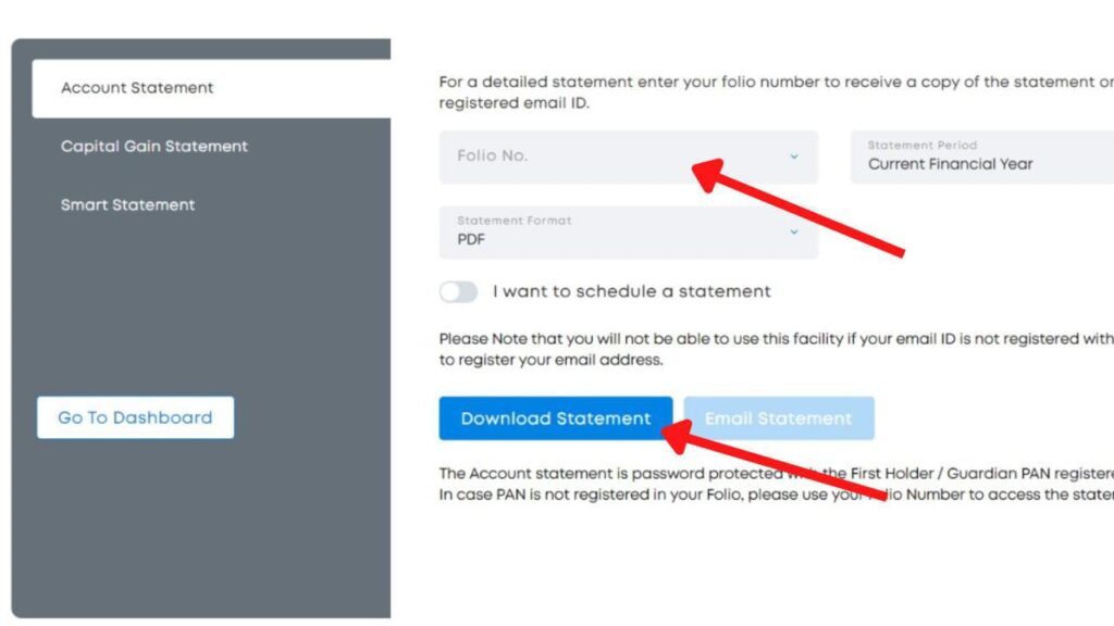 Account statement page