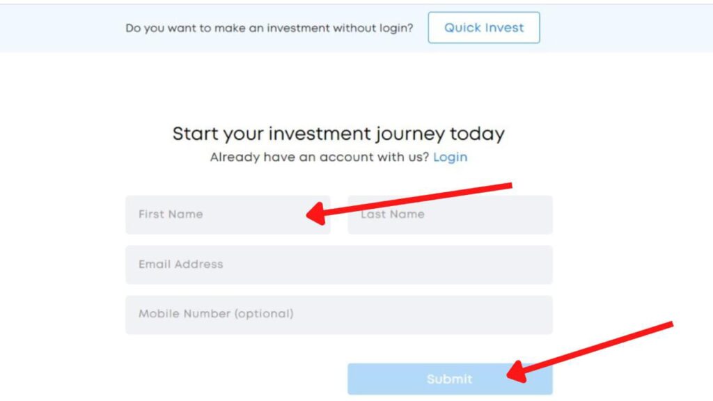 SBI MF registration page