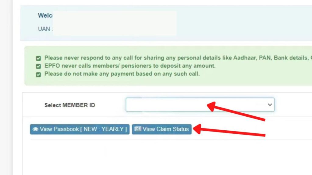 The View Claim status option