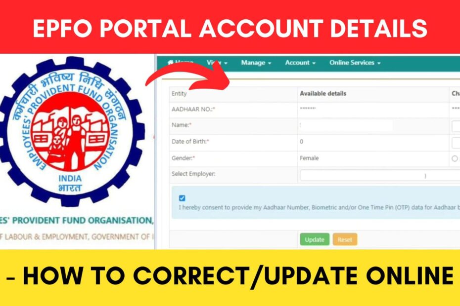 EPFO account details correction process