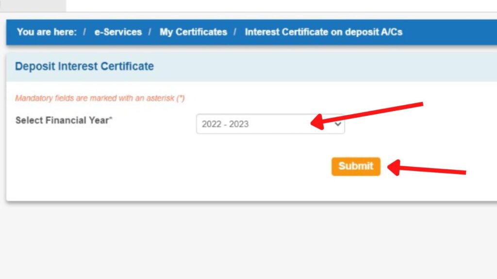 Interest certificate download page