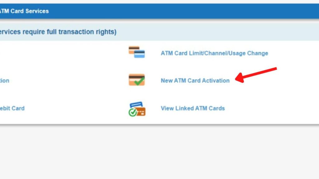 New ATM Card Activation option in SBI