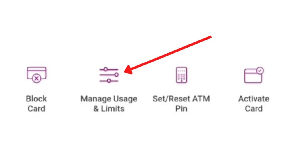 Manage SBI card Usage Limits option