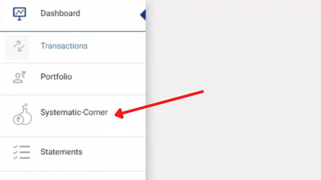 Systematic Corner option on HDFC MF portal