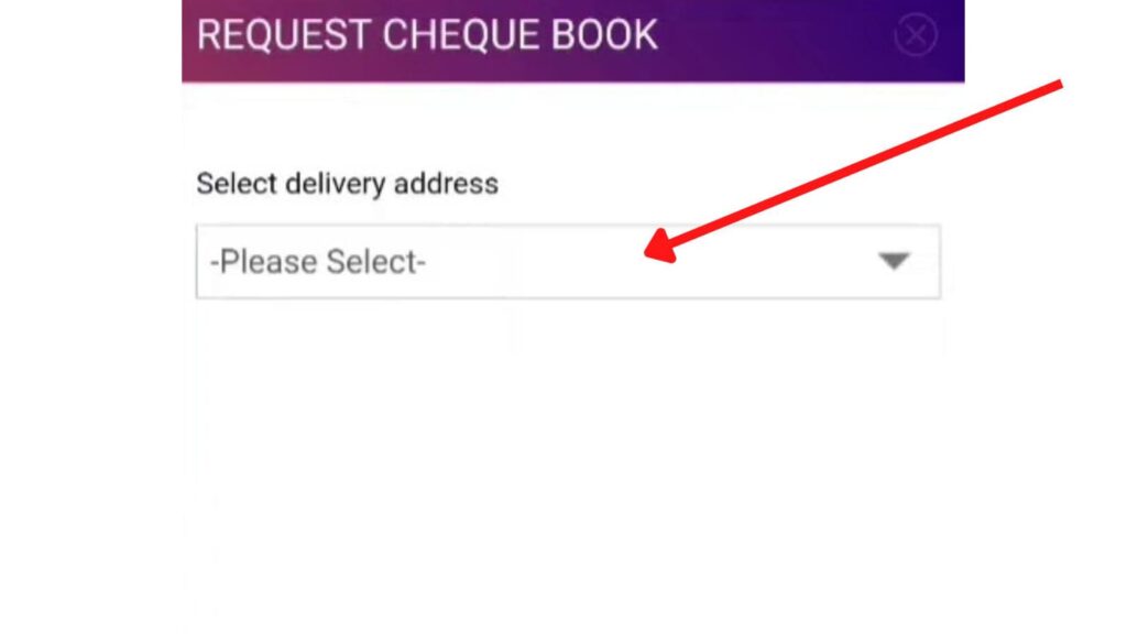 Address selection page for chequebook request Yono SBI