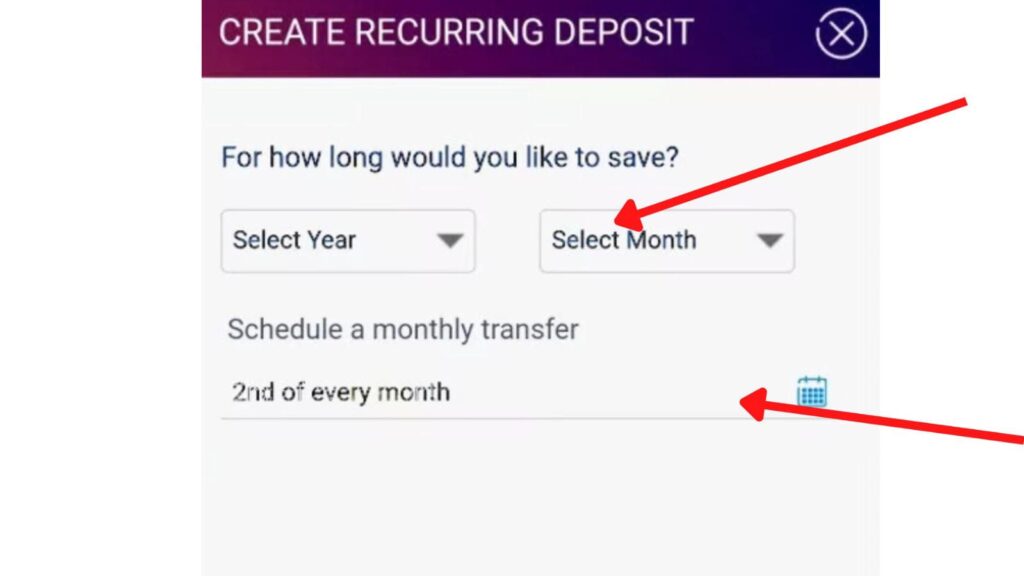 Set Recurring Deposit duration on Yono SBI