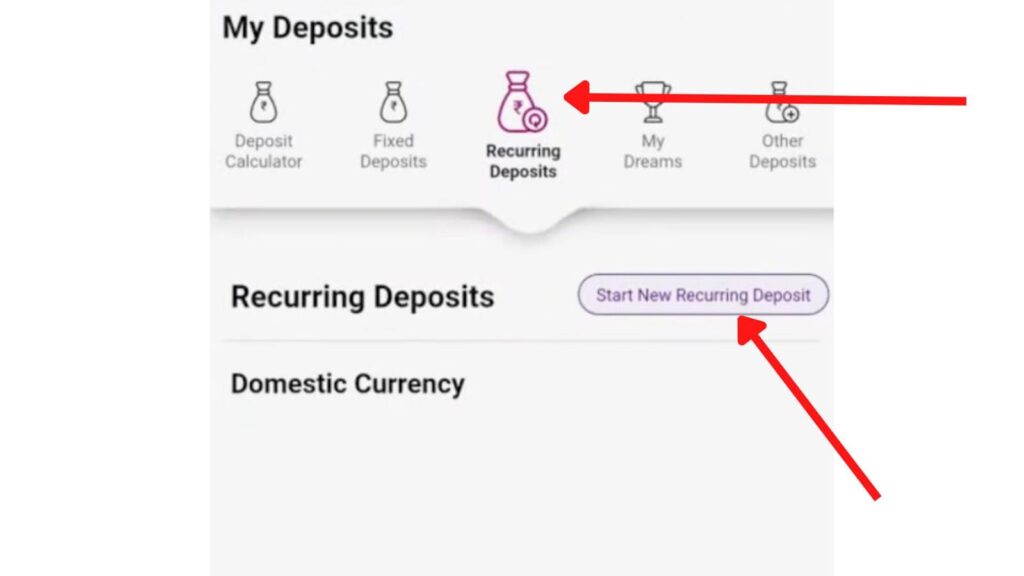 The recurring deposit option on Yono SBI