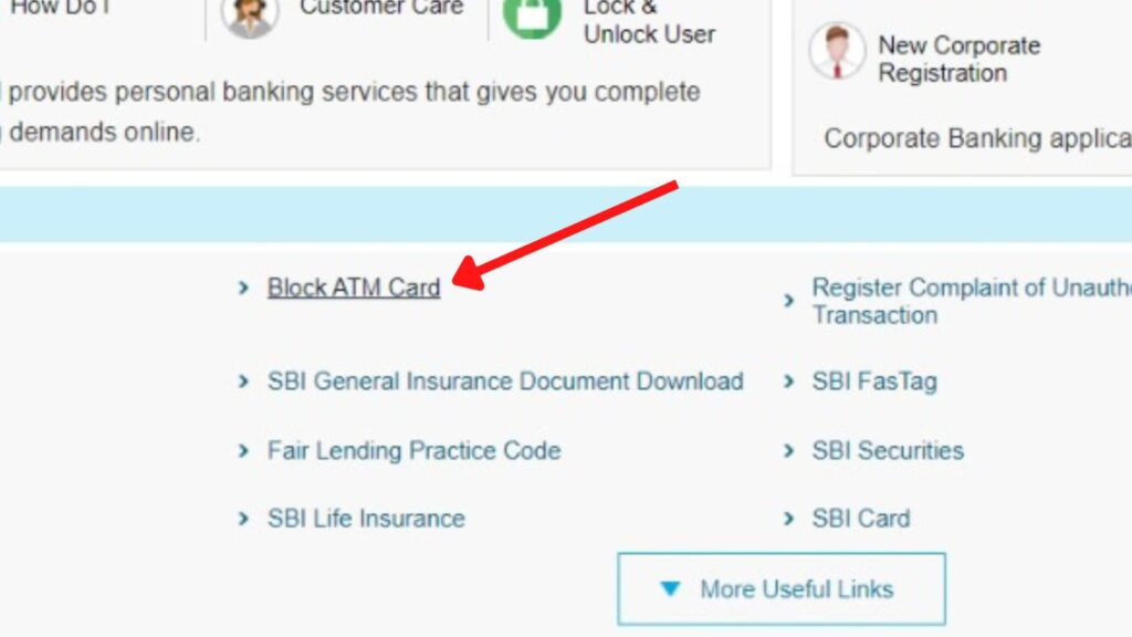 Block ATM card option on OnlineSBI
