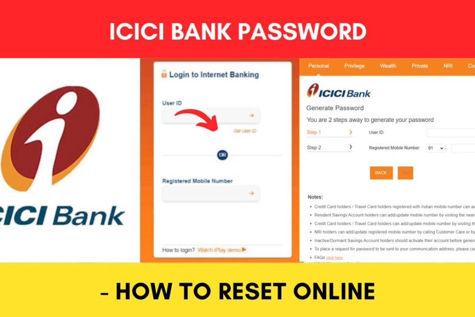 icici bank password reset process